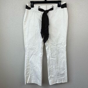 MICHAEL Michael Kors Cropped White and Brown Belted Pants Size 10 EUC